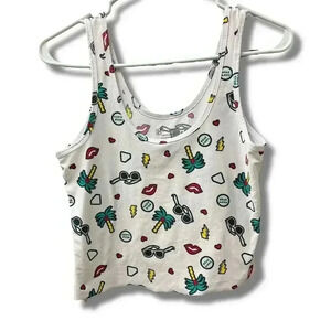 🌟 No Boundaries Women's Graphic Print Cropped Tank Top Multicolor Sleeveless 🌟